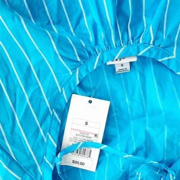 NWT A New Day Sleeveless Shift Mini Dress Striped Size Small Blue Tie Back - Picture 5 of 7